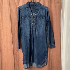 White House Black Market Lace-up Denim Dress